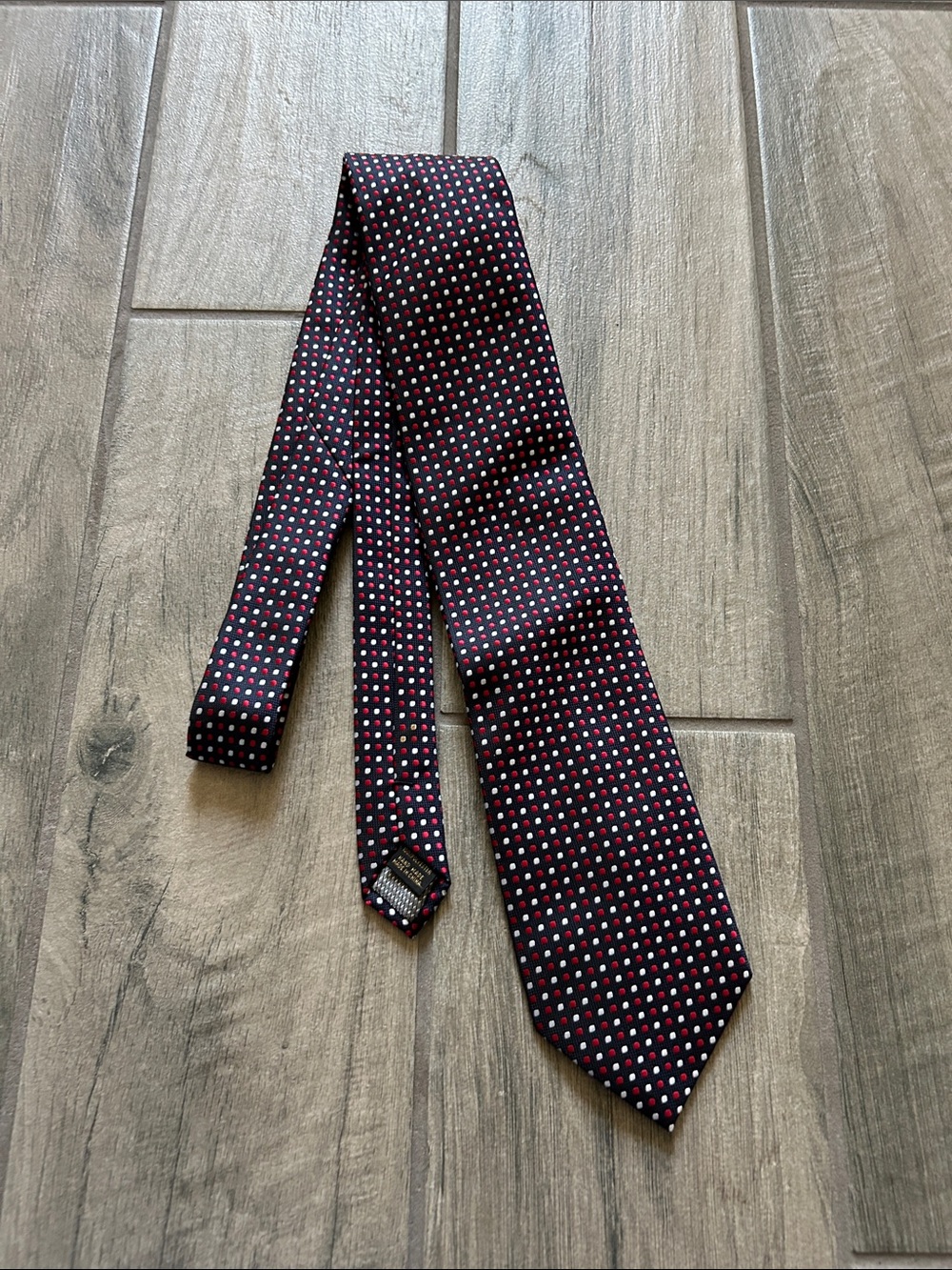 Alexander Julian Burgundy Tie with red and White Dots